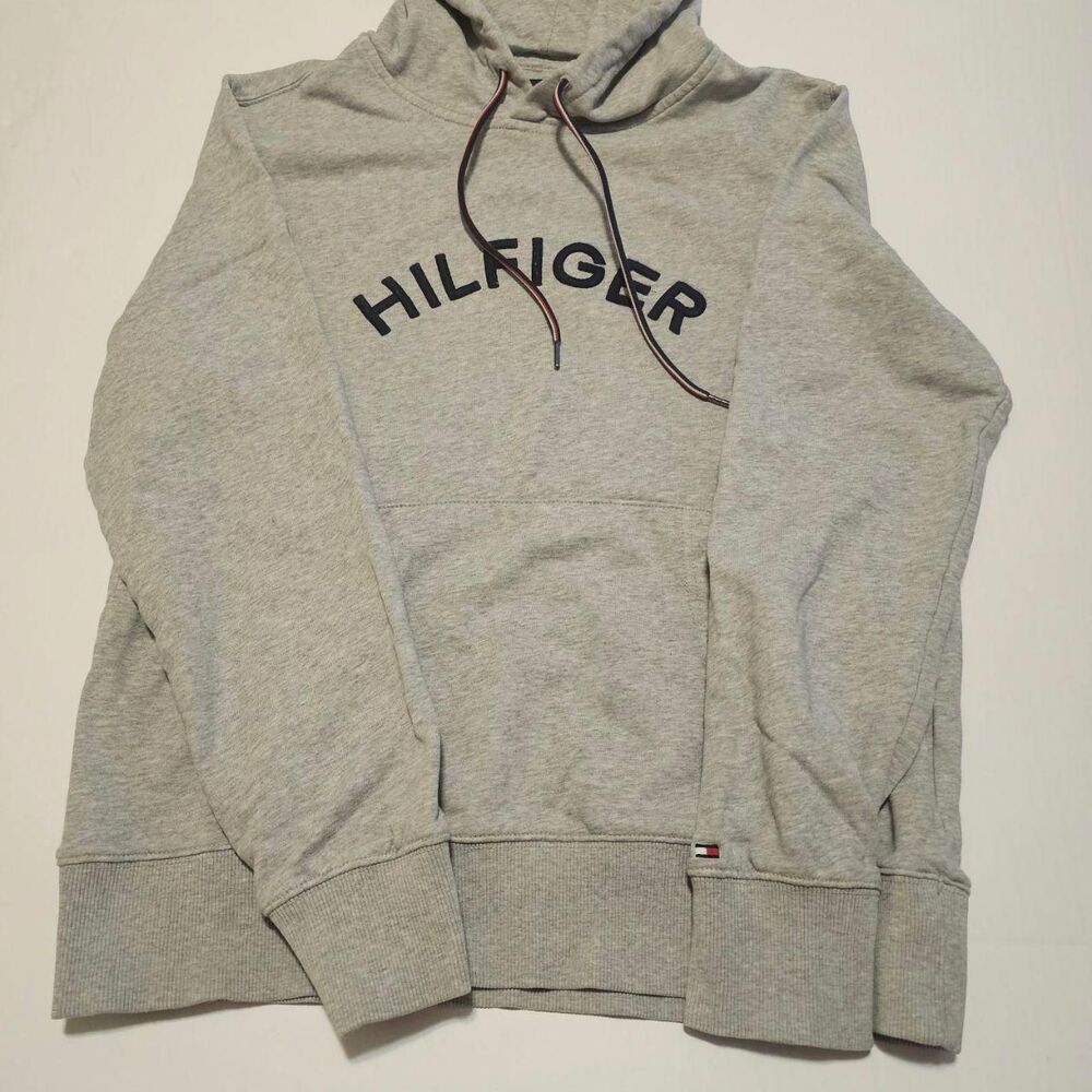 Tommy-hilfiger Men's Grey and Blue Hoodie